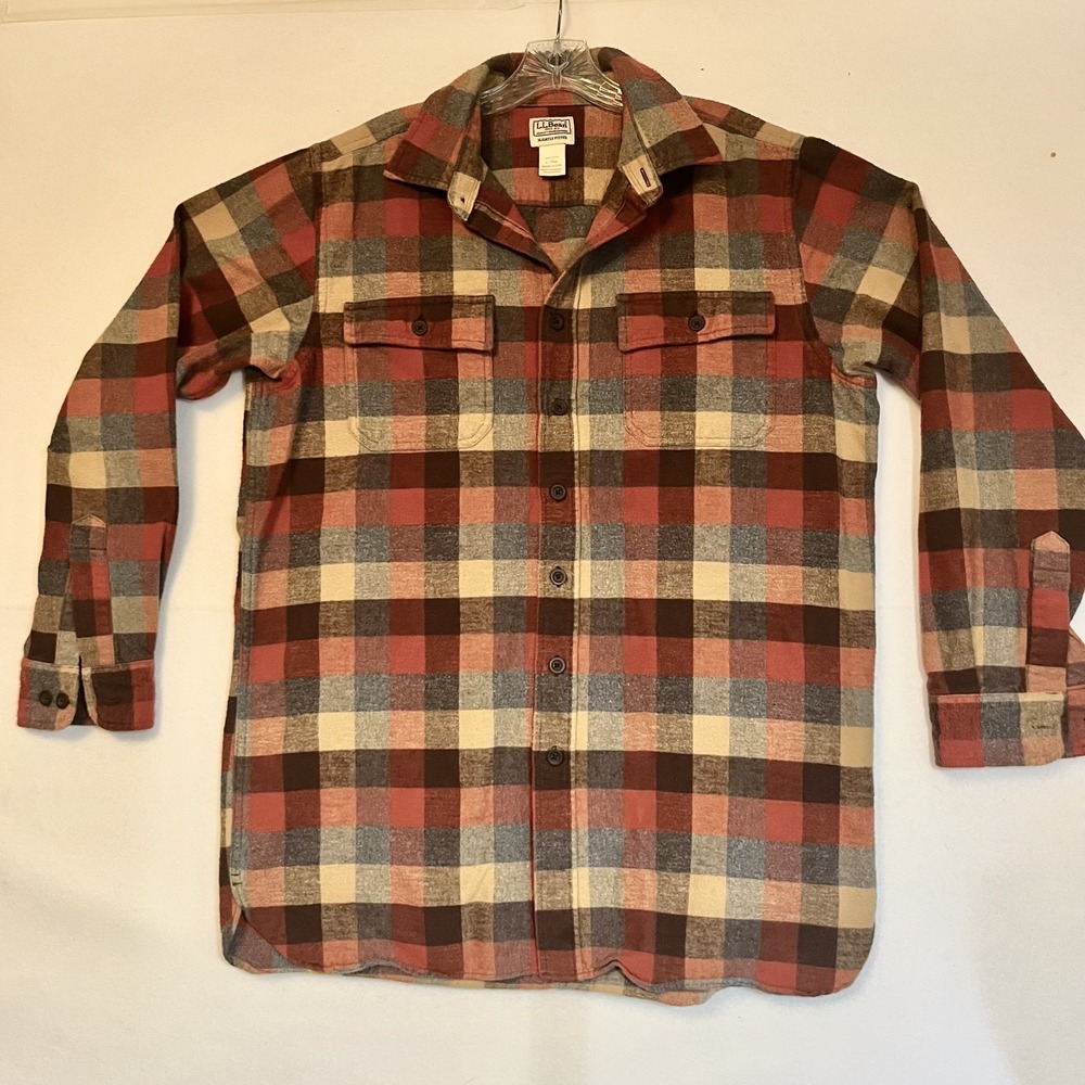 LL Bean Mens Slightly Fitted Large Tall Chamois Flannel Plaid Shirt 512339